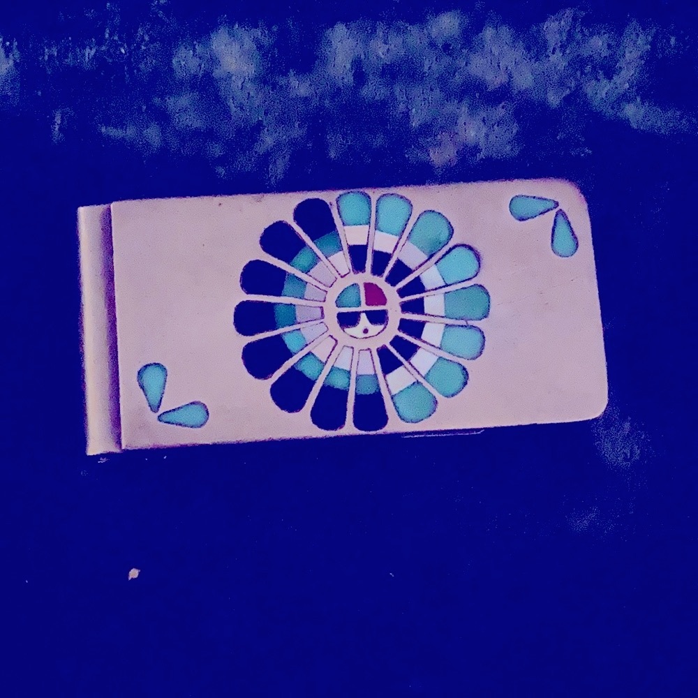 Vintage Zuni stone inlay money clip